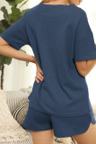Fashion Living Solid Patchwork O Neck Short Sleeve Two Pieces