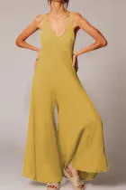 Fashion Simplicity Solid V Neck Loose Jumpsuits