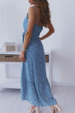 Fashion Casual Print Split Joint Spaghetti Strap Irregular Dresses