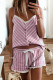 Fashion Street Striped Split Joint Spaghetti Strap Sleeveless Two Pieces