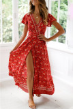 Fashion Bohemian Print V Neck Printed Dresses