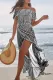 Fashion Street Striped Split Joint Off the Shoulder Irregular Dresses