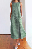 Casual Sweet Striped Pocket O Neck Sleeveless Dress Dresses
