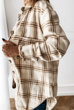 Casual Plaid Buckle Turndown Collar Tops