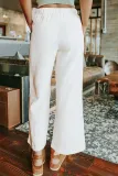 Casual Solid Frenulum Solid Color Straight Mid Waist Wide Leg Solid Color Bottoms
