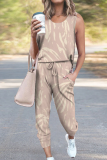 Casual Street Tie Dye Split Joint Frenulum O Neck Sleeveless Two Pieces