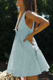 Fashion Casual Solid Split Joint V Neck Princess Dresses