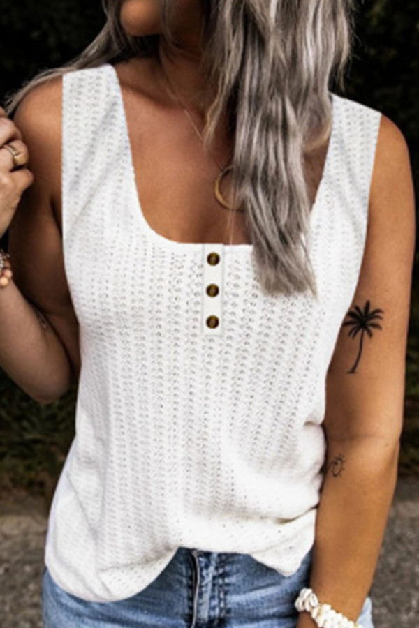 Fashion Street Solid Split Joint Square Collar Tops