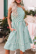 Fashion Street Striped Backless O Neck Princess Dresses