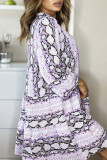 Fashion Casual Print Split Joint V Neck Printed Dresses