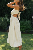 Fashion Street Solid Backless Spaghetti Strap A Line Dresses