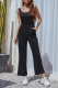 Elegant Solid Slit Without Belt U Neck Regular Jumpsuits