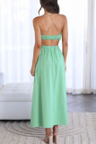 Sexy Celebrities Solid Backless Strapless Waist Skirt Dresses(4 Colors)