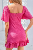 Fashion Street Solid Patchwork Square Collar A Line Dresses