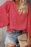 Fashion Casual Print Split Joint V Neck Tops