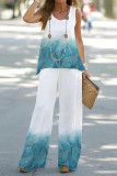 Casual Print Patchwork O Neck Sleeveless Two Pieces