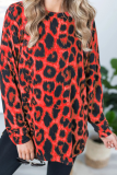Casual Leopard Patchwork O Neck Tops