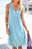 Casual Print Fold U Neck A Line Dresses