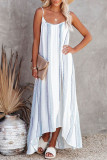 Fashion Street Striped Split Joint Spaghetti Strap Irregular Dresses