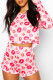 Fashion Living Print Split Joint O Neck Long Sleeve Two Pieces