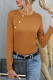 Street Solid Split Joint Buckle O Neck Tops