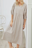 Fashion Casual Solid Split Joint V Neck Princess Dresses