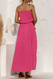 Fashion Casual Solid Split Joint Strapless A Line Dresses