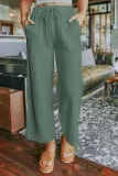 Casual Solid Frenulum Solid Color Straight Mid Waist Wide Leg Solid Color Bottoms