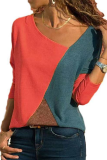 Casual Color Block Solid Color V Neck Tops(4 Colors)