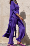 Solid Solid Color O Neck Long Sleeve Two Pieces