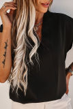 Casual Solid Split Joint V Neck T-Shirts