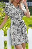 Fashion Street Tie Dye Frenulum V Neck Irregular Dresses