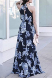 Fashion Elegant Floral Frenulum High Opening Halter A Line Dresses
