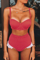 Vacation Dot Lace Split Joint Swimwears