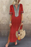 Fashion Celebrities Print Patchwork V Neck Printed Dress Dresses