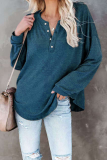 Casual Solid Buckle O Neck Tops