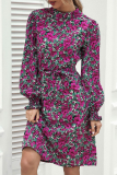 Fashion Elegant Floral Split Joint Frenulum O Neck A Line Dresses