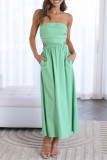 Sexy Celebrities Solid Backless Strapless Waist Skirt Dresses(4 Colors)