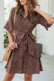 Fashion Simplicity Print Patchwork V Neck A Line Dresses