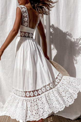 Fashion Casual Solid Split Joint Spaghetti Strap Princess Dresses