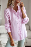 British Style Solid Patchwork Lotus Leaf Collar Tops