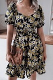 Fashion Casual Print Split Joint Square Collar A Line Dresses