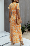 Elegant Floral Flounce With Belt Irregular Dress Dresses