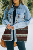 Fashion Casual Geometric Pocket Buckle Turndown Collar Outerwear