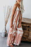 Street Tie Dye Without Belt Spaghetti Strap Loose Jumpsuits