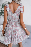 Casual Sweet Floral Strap Design Stringy Selvedge V Neck A Line Dresses