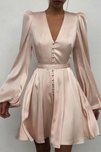Fashion British Style Solid Split Joint V Neck Princess Dresses