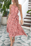 Fashion Street Dot O Neck Printed Dress Dresses