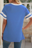 Fashion Casual Solid Split Joint O Neck T-Shirts