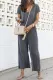 Casual Daily Solid Pocket Frenulum V Neck Jumpsuits